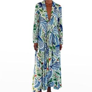 farm rio Blue Macaw Flight Maxi Dress